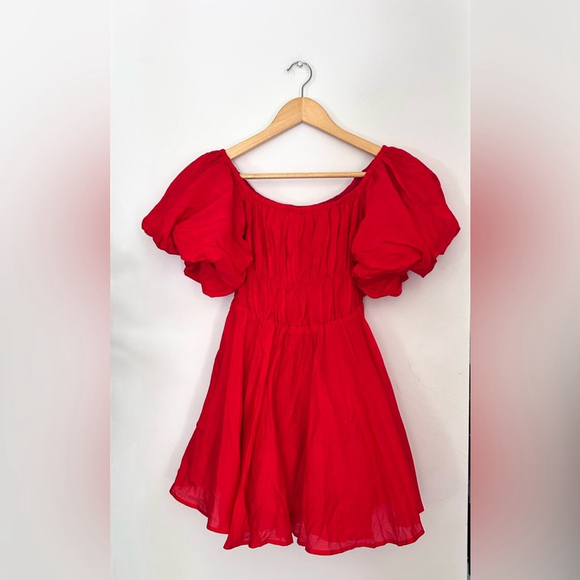 Princess Polly Red Off-Shoulder Dress mini dress puff sleeve - Picture 4 of 10